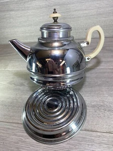 Art Deco Teekanne und Ständer Denlagh Produkte Chrom auf massivem Kupfer Teekanne super - Bild 1 von 15
