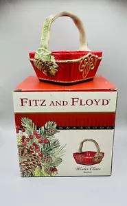 Fitz and Floyd “Winter Claus” Ceramic Basket Christmas Holiday Decor 2015 NIB - Picture 1 of 11