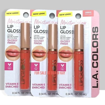 L.A. Colors Moisturizing Lip Gloss C68645- CORAL CRUSH  Glossy Finish Lot Of 3 - Image 1 of 3