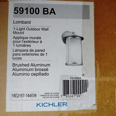 Kichler 59100BA Lombard 灯壁灯拉丝铝制 — 第 1/2 张图片