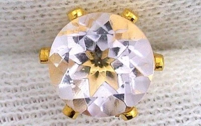 Piedra preciosa redonda de cuarzo lila natural de 7 mm color dorado EPTT643GLD Foto 1 de 2