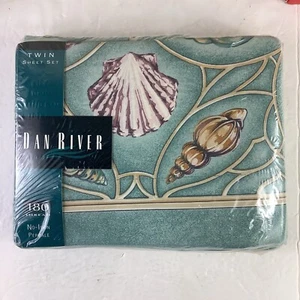 Vintage Dan River Doppelblatt Set Palm Beach 3-teiliges Set 180 Gewinde bügelfrei Neu aus altem Lagerbestand - Bild 1 von 2