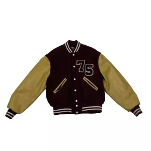 Vintage Varsity Letterman Jacket Wool Leather 70’s Marengo Indians High School - Picture 1 of 16