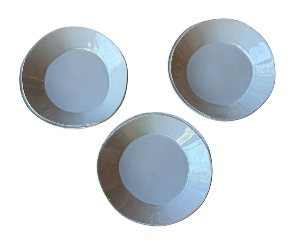 "Juego de 3 cuencos de pasta Vietri Lastra gris con borde negro asimétrico 8,75"" Italia" Foto 1 de 4