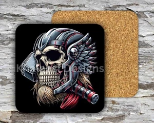 Exclusive MARVEL THOR Superhero Skull 02 Hardboard MDF Square Coasters - Picture 1 of 4