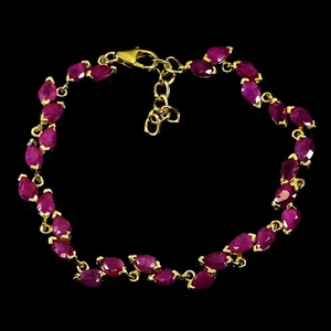 925 Sterling Silver Bracelet Pear Ruby 6x4mm Gemstone No USA Import Fees - Picture 1 of 14