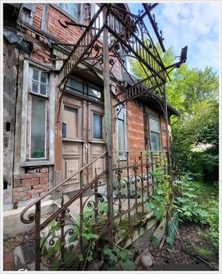 Denkmalwürdiges Vordach Haustür Überdachung Treppengeländer Schmiedeeisen 1880 - Bild 1 von 4