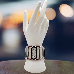 Oui Bee Art rotes Leder & Silber Gliederarmband Uhr - Japan Quarzwerk - Bild 1 von 10