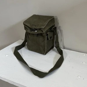 Vintage Military Canvas Shoulder Box Bag Crossbody Distressed Green - Picture 1 of 12