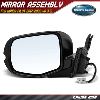 Espejo retrovisor eléctrico del conductor con plegado manual térmico liso negro para Honda Pilot 2017-2022 Foto 1 de 4