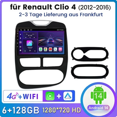 CarPlay 128G Android 14 Autoradio GPS NAVI SWC Für Renault Clio 4 2012-2016 DAB+ - Bild 1 von 4