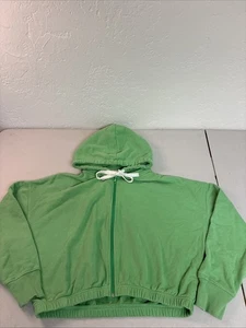 Sudadera con Capucha Offline By Aerie Para Mujer Mediana Verde Cremallera Completa Cordón Recortado - Imagen 1 de 6