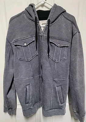 RARE Vintage Route 66  Y2K Zip Up Hoodie Jacket  Large Distressed Gray - Image 1 of 4