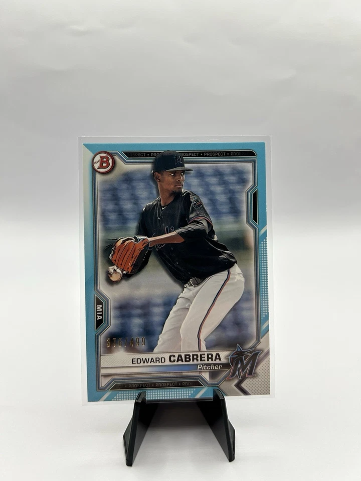 2021 Bowman - Prospects Edward Cabrera #BP-141 Sky Blue Border 376/499 (RC) - Image 1 of 2