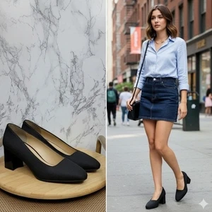 Zapato de salón Stuart Weitzman de tela texturizada negro talla 8,5 de colección - Imagen 1 de 13