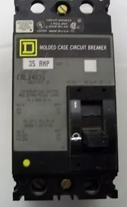 Interruptor circuito cuadrado D FAL24035 2 polos 35 amperios 480 voltios con lengüetas de línea y carga - Imagen 1 de 4