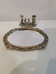 Vintage Vanity Mirror Lipstick Nail Polish Holder Sam Fink - Picture 1 of 21