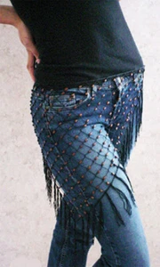 DESIGNER INSPIRED BLACK POLYESTER BEAD HANDMADE SWIMWEAR SWIMSUIT WRAP COVER UP - Picture 1 of 2