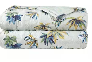 Yves Delorme Tropical Cotton Sateen Quilted Coverlet King 98x112” New - Picture 1 of 5
