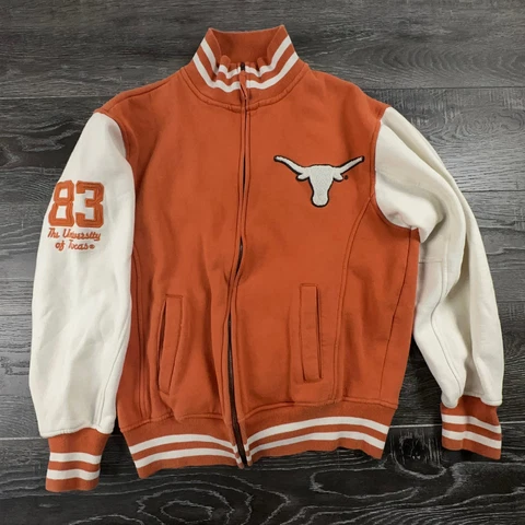 Texas Longhorns Varsity Jacket Womens Small Zip Up Sweatshirt Football Sweater Cover