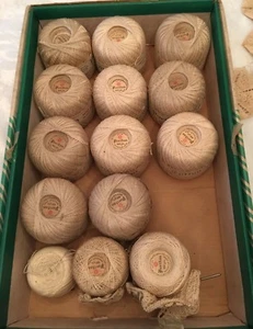 Vintage Puritan Cotton Mercerized No.2 Ecru Thread Rolls & Crochet Medallion Lot - Picture 1 of 11
