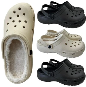 LADIES WOMENS CLOGS FUR LINED SLIP ON COSY GARDEN HOUSE SLIPPERS MULES SANDALS - Picture 1 of 16