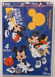 GOLDEN STATE WARRIORS MICKEY MOUSE LAPTOP MULTI USE REUSABLE DECALS NEW WINCRAFT - Picture 1 of 1