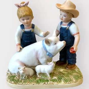 Estatuilla vintage Denim Days 8813 premio cerdo HOMCO 1985 granja - Imagen 1 de 7