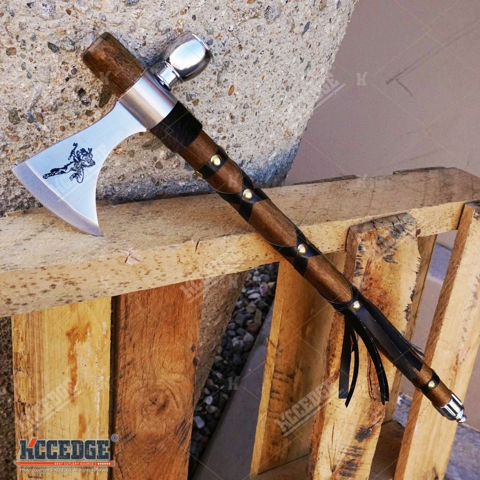 19" NATIVE AMERICAN PEACE PIPE TOMAHAWK COMBAT AXE Replica w/ Functional Pipe - Image 1 of 4