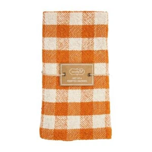 Mud Pie Orange Buffalo Check Autumn Country 18" Cotton Cloth Thanksgiving Napkin - Picture 1 of 5