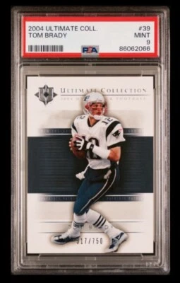 2004 upper deck #39 tom brady; ultimate /750 collection PSA 9  (1st Year) - Image 1 of 2
