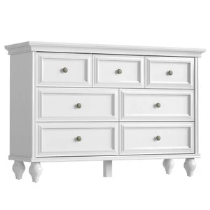 Vintage White 7 Drawers Dresser Wooden Dressers Chests of Drawers for Bedroom - Picture 1 of 11