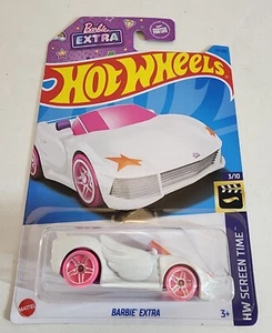 Hot Wheels Barbie Extra Bianco Rosa HW Schermo Tempo Nuova HTF 3/10 - Foto 1 di 11