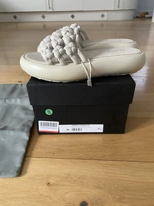 Vic Matie Woven Leather Platform Sliders Size UK 4.5 Suave Sandal 110 Ice BNIB - Picture 1 of 23