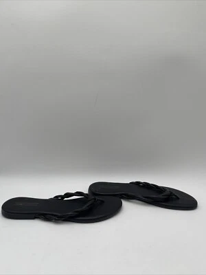 Saks Fifth Avenue Black Twisted Leather Flip Flop Sandals Women’s Size 9M - Image 1 of 4