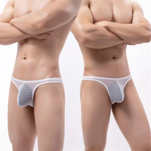 Men Sexy Sheer Mesh Underwear T-Back G-String Briefs See Through Lingerie Thong√ - Foto 1 di 16