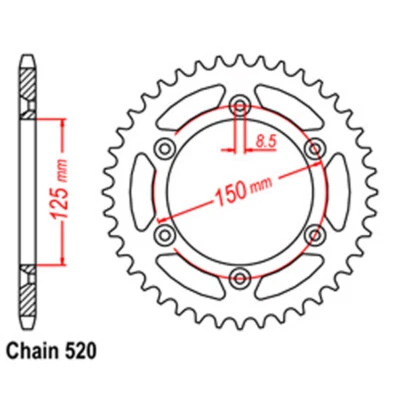 RK 44T Rear Sprocket for KTM 500 EXCF 2017-2022 - Image 1 of 2