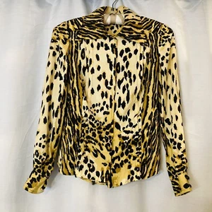 VTG 70s Leopard Cat Animal Print Button Down Shirt Rare OOAK Print Womens Small* - Picture 1 of 12