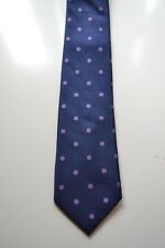 T.M Lewin navy blue silk necktie with polka dot print