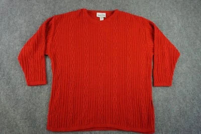Diane Von Furstenberg Sweater Womens 1XL Plus Red Vintage Pull Over Knit Sparkle - Image 1 of 4