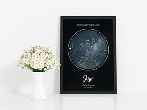 Personalisierte UNTER DIESEN STERNEN individuelle Sternenkarte/Sternbild Nachthimmel Karte - - Bild 1 von 5