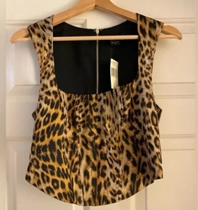 Neu Guess Marciano Leopard Animal Cropped Bustier Korsett Boning Paneling L - Bild 1 von 6