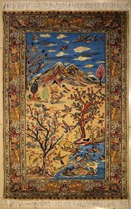 Rugstc 3x5 Pak Persiann Beige  Rug, Hand-Knotted,Pictorial Hunting,Silk/Wool - Picture 1 of 5