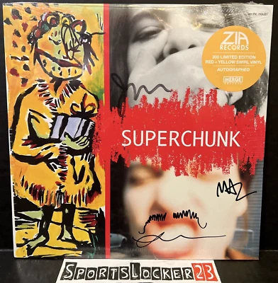 Superchunk On the Mouth Hi Melt Red Yellow Swirl Vinyl Record *SIGNED* LE x/300 - Image 1 of 4