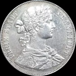 Frankfurt 1 Thaler 1860 Silver Eagle Au- Unc Coin Germany Taler German State - Picture 1 of 12