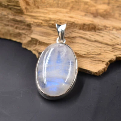 Bell'arcobaleno Pietra Di Luna Gemma 925 Argento Sterling,fatto A Mano Ciondolo - Immagine 1 di 4