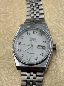 Vintage Q&Q Automatic Men’s Watch Silver Stainless Steel Does Not Work Winds Up - Picture 1 of 7