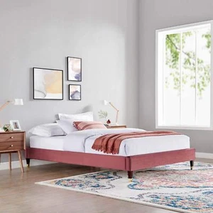 Modway MOD-6268-DUS Harlow Twin Performance Velvet Platform Bed Frame, Dusty - Picture 1 of 8