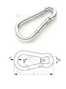 25 x Feuerwehr Karabinerhaken Karabiner DIN5299C - 60 x 06 mm - 905971 - Bild 1 von 1