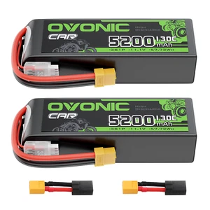 2x OVONIC 5200mAh 3S LiPo Akku 11.1V 130C XT60 +TRX für 1/10 RC Auto LKW Boot - Bild 1 von 6